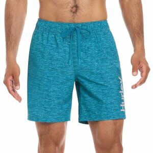 Hurley Men’s Swim Shorts Trunks Green Space Dye Adjustable Waist Back Pocket NWT