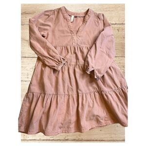 Pilcro Anthropologie Corduroy Dress Size XSP Pink Aline Tiered