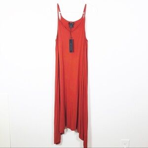 Rachel Zoe burnt orange tshirt long dress asymmetric hem Small NWT