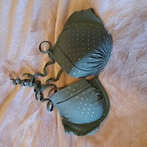 Bikini top olive green with gold polka-do tie straps ardene  womans size XL