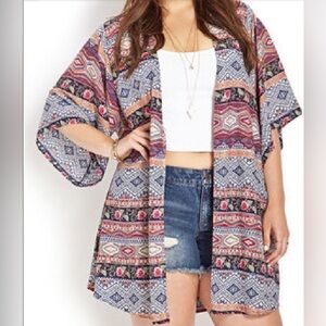 Forever 21 kimono open front duster floral bohemian print S