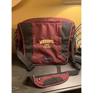 Vintage Jansport Messenger Laptop Bag Shoulder Strap Maroon Red University Of MN