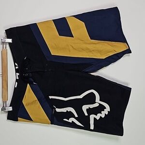 Fox large black and yellow swim shorts