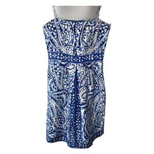 Donna Morgan ladies blue white partial lining midi sundress silk blend size 4