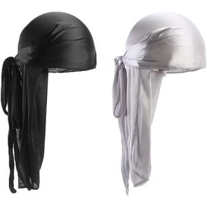 2 PCS Silk Durags, Durag Long Tail Doo Rags 360 Wave Cap Bandana Hat Durag  Cap