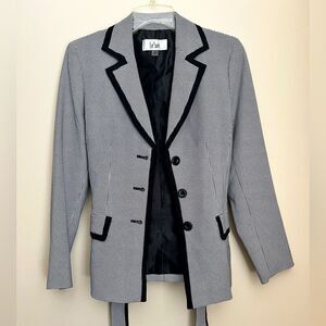 Black and White Checkered Blazer with Tie Belt NWOT