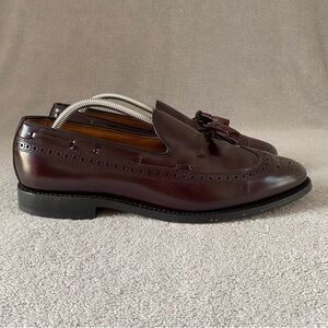 Allen Edmonds Shoes Men 10.5 E Burgundy Manchester Leather Tassel Wingtip Loafer