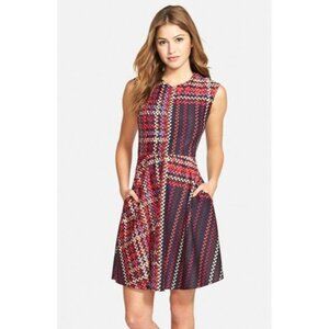 Size 14 NEW DONNA MORGAN for ANTHROPOLOGIE PLAID FIT & FLARE DRESS W/POCKETS Nwt