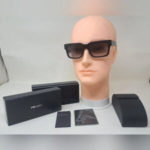 NWT Prada Men's Sunglasses  Black Gray Gradient Square SPR 01Q 1AB-0A7 52-19-140