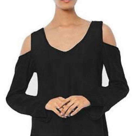 Cloth and Stone Anthropologie long sleeve cold shoulder top black - Picture 2 of 6