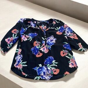 Yumi Kim 100% silk floral blouse black pink purple