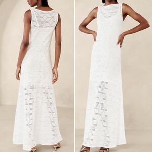 NWT Banana Republic Lexia Crochet Lace Maxi Dress Iced Vanilla Ivory Size Large