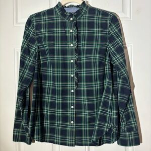 Talbots Plaid Long Sleeve Button Down Blouse, Size 8