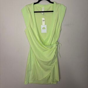 Anthropologie Dress Women's Medium Daily Practice Green Montauk V-Neck Faux Wrap