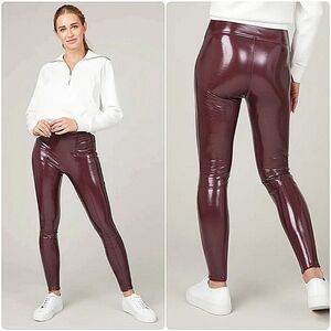 Spanx Faux Patent Leather Leggings - Ruby-Size M