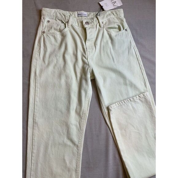 Zara Women’s Size 8/34 Straight Leg Jean Light Green 90s Vibe  Button Fly - Picture 9 of 9