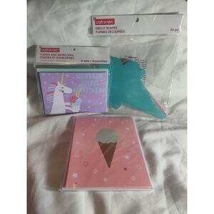 Craft Smart Ice Cream Theme Bundle Lot Cards Diecut Shapes Unicorn