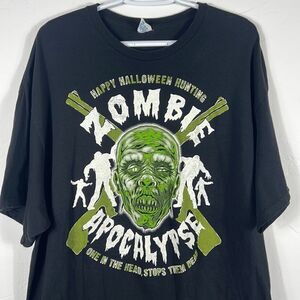 🧟‍♂️🔥 ZOMBIE APOCALYPSE Happy Halloween Hunting Horror Graphic Tee - 2XL - EUC