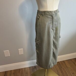 J. Jill Women's Midi Cargo Skirt, Khaki Green, SZ 8,