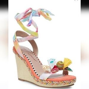 Betsey Johnson Womens Izzi Multi Open Toe Embellished Wedge Sandals-Size 8.5