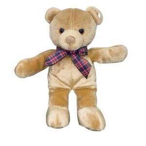 Gotta Getta Gund 10" Brown Bo Bear w/ plaid‎ bow 5030 New with tag, 80's NOS