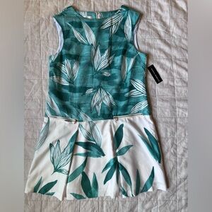 NWT Donna Morgan Jade Tropical Leaf Print Bateau A-line Dress Resortwear - 10