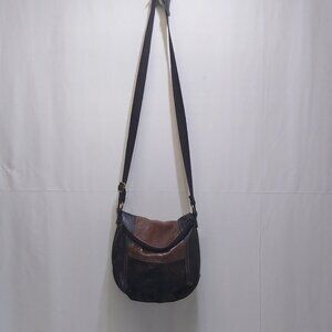 The Sak Deena Flap Fold-Over Leather Crossbody Shoulder Bucket Purse VGC