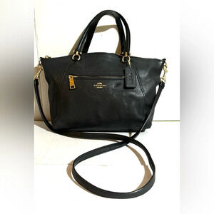 Coach black leather satchel handbag