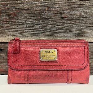 FOSSIL - LONG LIVE VINTAGE EMORY WALLET - RED LAMB LEATHER