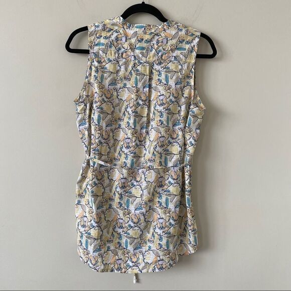 WOOLRICH- Floral Organic Cotton Sleeveless Top - Picture 2 of 7