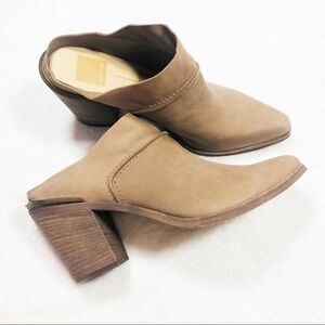 Anthropologie Dolce Vita tan soft leather mule booties sz9.5 NWOT