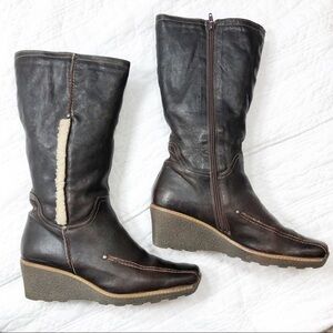 I Love Italian Shoes brown leather wedge boots s41