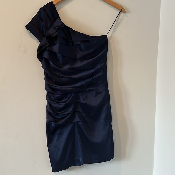 Express One Shoulder Formal Dress navy blue size 4 - Picture 3 of 9