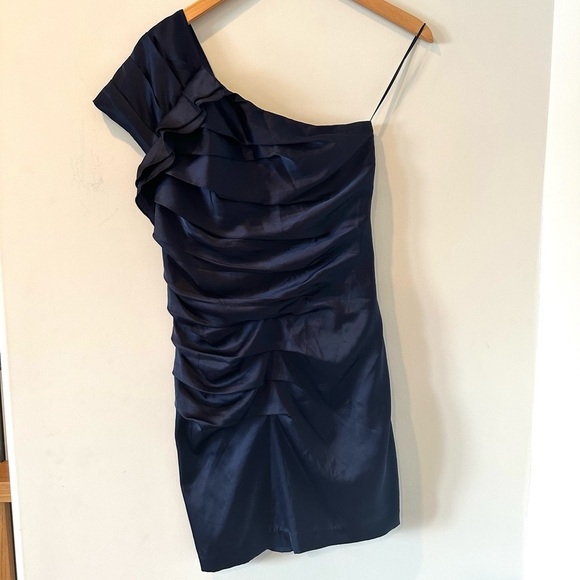 Express One Shoulder Formal Dress navy blue size 4 - Picture 1 of 9