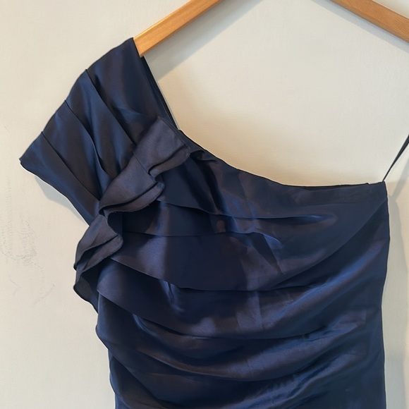 Express One Shoulder Formal Dress navy blue size 4 - Picture 2 of 9