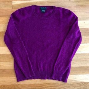 Lord & Taylor XS 2 ply 100% Cashmere Purple Eggplant Sweater knit