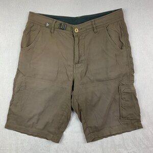 Prana Mens Shorts Small Brown Cargo Zion Belted 12" Inseam Outdoor Hiking UPF