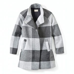 Marine Layer Stephanie Buffalo Check Plaid Cocoon Coat Jacket Grey Size XL