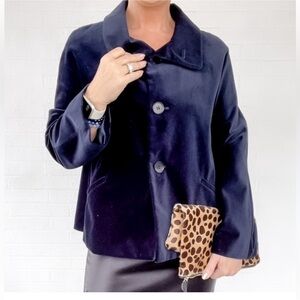 Talbots Navy Blue Velvet Jacket, Size 10 Petite