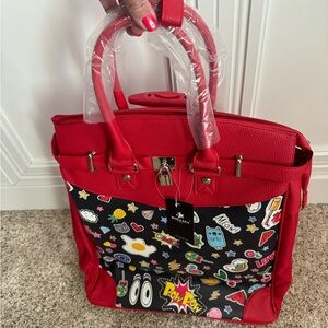 Red Rolling Bag with Telescoping Handle Lock and Key