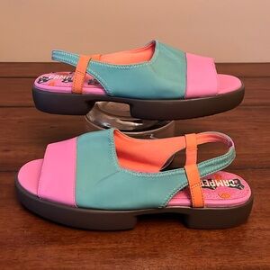 Camper Fiss Sandal in Pink, Teal, and Orange - Size 40