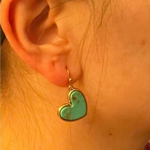 Vintage Bohemian Style fake Turquoise Heart Shaped Earrings - Picture 9 of 12