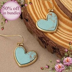 Vintage Bohemian Style fake Turquoise Heart Shaped Earrings