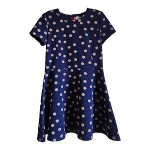 JOHNNIE B by Boden Girl's 15 16 Dress Fit & Flare Navy Blue Gold Polka Dot