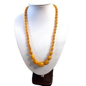 Butterscotch Baltic AMBER beaded Egg York GRADUATED necklace barrel clasp