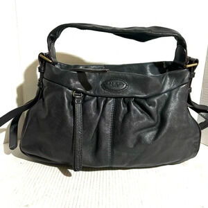 Lancel black leather satchel handbag