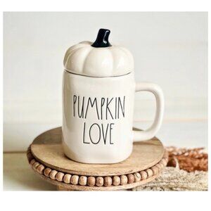 RAE DUNN New Pumpkin Love Mug with Pumpkin Topper Artisan Collection