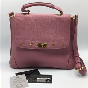 MCM Dusty Pink Leather Satchel Crossbody Bag