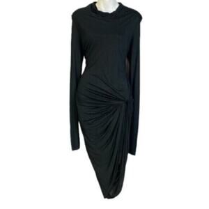 NWT Helmut Lang Slack Jersey Black Bodycon Midi Dress