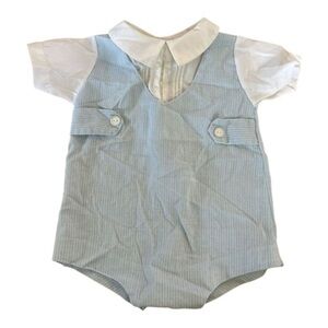 Alexis USA Print Short Sleeve Collared Bubble One Piece‎ Boys 3-6 Months VINTAGE